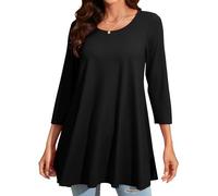 Enmain Negro Camiseta Manga Larga Mujer Tunica T-Shirt Loose Fit Cuello Redondo Blusas Tops Casuales De OtoñO Invierno Algodón L
