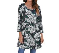 Enmain Tunica Manga Larga Mujer Blusas Largas Camiseta Cuello Redondo T-Shirt Loose Fit Tops Elegante Casual para Mujeres Y Chica,Verde