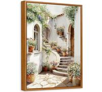 Enmarcado Cuadro Moderno Ciudad Italia Cuadro Decoracion Plantas Calle Mediterránea Lienzo Pintura Imagen Póster Paisaje Rústico Italiano Cuadros Decorativos Salon Dormitorio Pasillo Baño 30x40cm