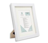 ENMARKALIA DECORACION Marco de foto color Blanco, tamaño 13x18 cm con paspartú de 9x13 cm, soporte de pie, colagador horizontal y vertical para montaje en pared, moldura de 18x18mm y cristal, X1 Ud