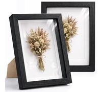 Enmarkalia - Pack X2 Uds. Marco de foto Negro - 13x18 cm con Profundidad Tipo Vitrina 3D y Paspartú Incluido - Marco Decorativo Efecto Caja para Fotos, Recuerdos y Objetos. (Negro X2 Uds., 13 x 18 cm)