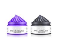 EnMart 2 Pcs Cera Temporal para Teñir el Cabello, Temporal para TeñIr Desechable Para el Cabello Hombres Mujeres Lavable Cera Pelo Color Cera para Halloween Cosplay Crema Cabello(Purple, Gray-black)