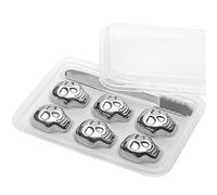 EnMart 6 Hielos de acero inoxidable en forma de cráneo, Piedras refrigerantes reutilizables para whisky, Incremente su placer de beber, Regalo ideal para los amantes del vino