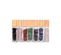 EnMart Botella de Aceite Esencial 10 ml, Botella de Viaje Envases Cosméticos, Gema Roll on Botella, Botellas con Rodillo para Cosméticos Recargables, Chips de Cristal Curativo en el Interior, 7 Pcs