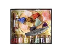 EnMart Healing Crystals Set, Juego de Chakra Stones Curativos, Amatista, Cuarzo Rosa, Aromaterapia, 7 Mini Botellas de Piedra Curativa, para Meditación, Reiki, Terapia de Cristal Equilibro de energía