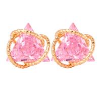 ENMOKI Pendientes de tuerca de oro con circonita cúbica de color triángulo geométrico para mujer