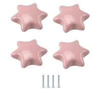 ENmrfvkz Pomos de cerámica para cajones de armarios, Perillas de cerámica 4 piezas Multicolor Varios tamaños(Pink Hexagonal Star)