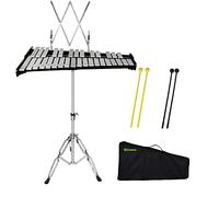 ENNBOM Juego de instrumentos xilófono con clip para hoja de música de 32 notas, equipado con marco de altura adjustificable (nota 32, negro)