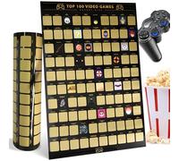 Enno Vatti Póster para rascar de los 100 mejores videojuegos, diseño moderno, ilustraciones frescas de la lista de 100 cubos para entusiastas de los videojuegos, regalo para los amantes de los