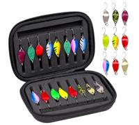 Ennoxwi 16 Piezas Señuelos Bass Juego de Para 2,5 g/3,5 g/5 g, Cucharillas de Trucha Set señuelos pesca Con caja