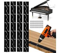 Ennoxwi 4 bisagras de piano de acero inoxidable, bisagras continuas resistentes para madera, herrajes para puerta de armario, caja, piano, muebles de barco, color negro