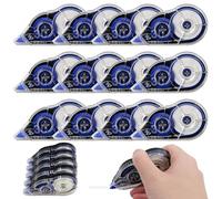 Ennoxwi Juego de 12 rodillos correctivos de 0,5 cm x 8 m, ratón corrector y rodillo adhesivo con tapa protectora, cintas correctoras azules para escuela, blanco y papelería