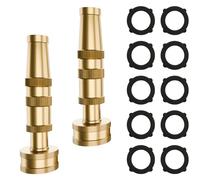 ENNSOO Boquilla de agua de latón para manguera de jardín, boquilla de manguera de alta presión con rotación ajustable, boquillas de latón para manguera de jardín (paquete de 2)