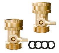 ENNSOO Válvula de cierre de manguera de jardín de latón, paquete de 2 válvulas de cierre de manguera de jardín sólidas de 3/4 pulgadas con 2 arandelas de goma adicionales