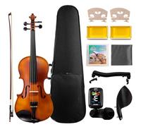 ENO MUSIC Kit de violín 4/4 de tamaño completo para principiantes y adultos con colofonia, arco y funda rígida, todos los accesorios de instrumentos musicales de cuerda incluidos