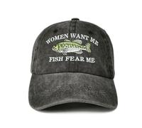 Enodtter Fish Fear Me - Sombreros Want Me para mujer | Sombrero bordado vintage lavado ajustable para papá, fiesta de cumpleaños, regalo de jubilación de abuelo, abuela, papá