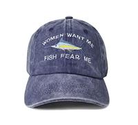 Enodtter Gorras de béisbol Bordadas para Mujer Want Me Fish Fear Me, Women Want Me Fish Fear Me - Azul Marino, Talla única