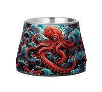 Enojado Pulpo Azul Oscuro Mar Cuencos Antideslizantes de Acero Inoxidable para Perros Comederos Agua Apilables para Cachorros