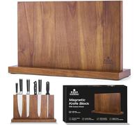 ENOKING Grande Soporte Cuchillos Cocina 38,6 x 23cm, Porta Cuchillos Cocina Magnético de Doble Lado, soporte cuchillos de Madera de Acacia Para Cuchillos Para ExhibicióN Y Almacenamiento De Cubiertos