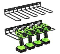 ENONCI Paquete de 2 organizadores de herramientas eléctricas, soporte de pared de metal grueso y resistente, organizador de taladro para garaje, taller de tablero de clavijas, 14.9 x 6.8 x 1.7
