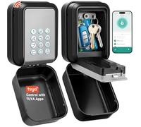 ENONEO Caja Fuerte para Llaves Exterior Lluminado Caja de Seguridad para Llaves Antirrobo Caja Fuerte Llave Impermeable Bluetooth Smart Lock Box Combinación, Gestión Remota (Gris-Tuya App)