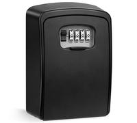 ENONEO Caja Fuerte para Llaves Exterior XXL Impermeable Grand Caja de Seguridad para Llaves Con Codigo 4 Dígitos Combinacion Armarios de Llave con Gancho para Hogar Garaje Oficina (Negro)