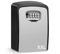 ENONEO Caja Fuerte para Llaves Exterior XXL Impermeable Grand Caja de Seguridad para Llaves con Codigo 4 Dígitos Combinacion Armarios de Llave con Gancho para Hogar Garaje Oficina (Gray)