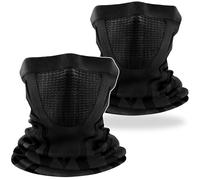 ENONEO Calentador de Cuello Mascarilla Moto para Hombre Mujer Alta Elasticidad Braga Cuello Ciclismo Termica Transpirable Pasamontañas Esqui Bandana Cuello para Running Bicicleta (Negro 2pcs)