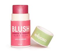 Enooso - Blush en barra para Mejillas, Labios y Ojos Fucsia - Iluminador Facial Natural, Perfumado y Nutritivo con Microperlas - Maquillaje Brillante 100% Vegano y Artesanal