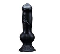 Enorme consolador Animal/perro consolador pene realista con ventosa tapón trasero grande gigante monstruo pene adultos suministros for hombres y mujeres(Black-XXL)