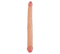 Enorme consolador de silicona de doble cara, exterior y suave interior estable larga y realista pene monstruo polla y bolas Dong juguetes sexuales femeninos