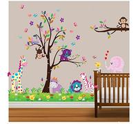 Enorme jungla Etiqueta de la pared XXL ZOO lleno de animales Safari Calcomanía infantil Sala de niños Habitación de niños Calcomanía de arte Sala de las niñas Safari Animal