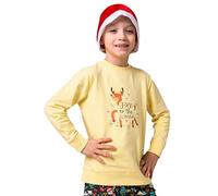 Enorsia Sudadera de Navidad para niños con estampado de renos Joy to the World, suave, para invierno, para niños, sudadera de Navidad para niños, amarillo, 6 años