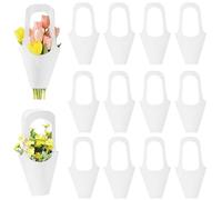 Enorteen 30 bolsas de regalo de papel de regalo de flores con asa, bolsas de regalo florales para Acción de Gracias, cumpleaños, boda, fiesta (blanco)