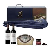 ENOVINOS Cesta Gourmet Regalo Navidad Empresas, Familia y Amigos - Caja con Jamón 5 Jotas, Vino Tinto Carraovejas, Capellanes Crianza, Queso Los Molinos y Rocas de Raúl Asencio