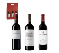 ENOVINOS Cesta Gourmet Regalo Navidad Empresas, Familia y Amigos - Caja Vinos Seleccionados: Carraovejas, Tomás Postigo y Mauro
