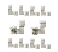 ENQIMAOYI 10 tiras de luz LED RGBWW de 6 pines en forma de L, conexión sin soldadura de esquina de ángulo recto de 12 mm para tira LED SMD 5050 RGBCCT