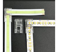 ENQIMAOYI 20 piezas de conectores de tira de luz LED en forma de L de 2 pines de 8 mm, conectores transparentes sin soldadura de tira a tira para esquinas de tiras de luces LED SMD COB 3528-2835 de