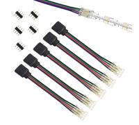 ENQIMAOYI 4-Pin RGB COB LED Strip Conector, transparente Gapless Conector de extensión sin soldadura de 4 Pin enchufe revestido cable de enchufe para 10 mm de ancho RGB COB tira luminosa