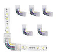 ENQIMAOYI 5 x 6 pines L Shape Solderless Connector LED Strip Light, RGBWW 12MM Right Angle Corner Solderless Connection for SMD 5050 RGBCCT LED Strip