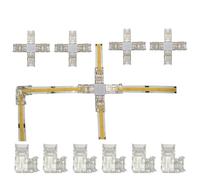 ENQIMAOYI Conector de tira LED 6 piezas 2 pines L Connector,4pcs Cross ConnectorsLötfreier Adapter Klemmenverlängerung Anschluss für 8mm 12V/24V COB LED Strip Light
