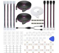 ENQIMAOYI Conector de tira LED de 4 pines de 8 mm 3528 2835 RGB Kit de conector de luz de cuerda en forma de T / adaptador LED sin soldadura, extensión de tira LED a adaptador de corriente
