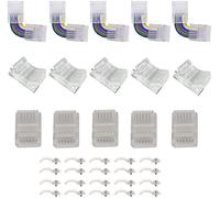 ENQIMAOYI El kit de conectores de tira de luz LED de 6 pines incluye 5 tiras de LED a conector de cable, 5 tiras de a conector de tira, 5 conectores sin soldadura en forma de L, LED SMD 5050 RGBCCT
