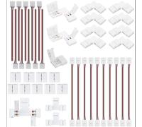 ENQIMAOYI Kit de conectores de tira de luz LED de 2 pines de 10 mm con conectores sin huecos, conexión sin soldadura en forma de L/T para interiores 3528/2835 tiras de un solo color (10 mm 2 pines)