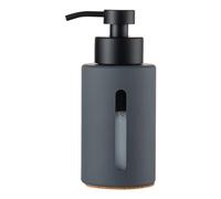 Enra Dispensador de jabón de Vidrio con Bomba de Acero Inoxidable Mate, dispensador de jabón de Mano y líquido de 12 onzas con Revestimiento de Goma para baño y Fregadero de Cocina (Gris Oscuro)