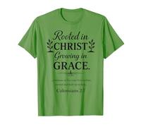 Enraizado en Cristo, creciendo en Gracia, Regalo de fe Cristiana Camiseta