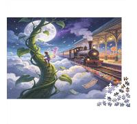 Enredadera Mágica Ascendente Puzzle de 1000 Piezas para Adultos Papel Escena de Tren Nocturno Relajante Hogar Familia Regalo 52x38cm/1000pcs