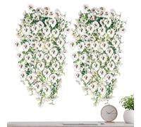 Enredaderas Artificiales para Exterior - 2 Piezas de Guirnaldas Realistas de Pensamientos - Plantas y Follaje Realistas,para Boda, Otoño, Primavera, Patio, Porche, Terraza, Puerta Principal, Pared, Ja