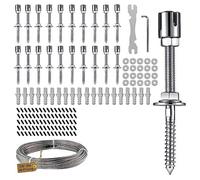 Enrejado de alambre para plantas trepadoras al aire libre, 20 juegos de sistema de cable de pared de acero inoxidable 316 resistente con cuerda de 30 m, separadores ajustables para rosas, glicinas y