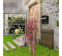 Enrejado de arco de jardín de metal ajustable para plantas trepadoras, marco de acero resistente a la intemperie con revestimiento de polietileno, elegante cenador decorativo blanco de 60-220 cm para